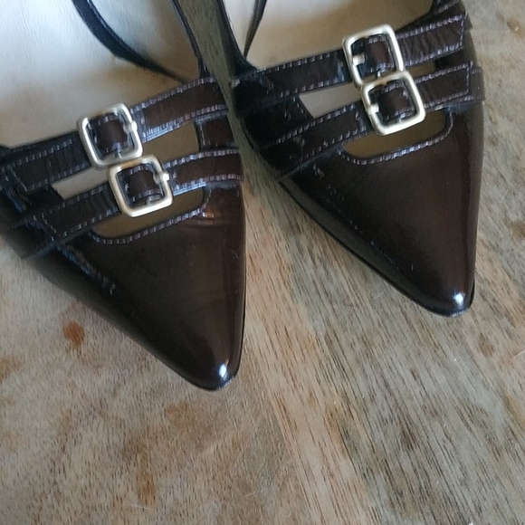 Michael kors brown patent sling backs sz7 exc cond - Picture 6 of 12